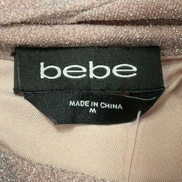 NWT Bebe Jumpsuit - Pink Sparkle - Plunge Neckline Cut-outs - Medium - Picture 2 of 15